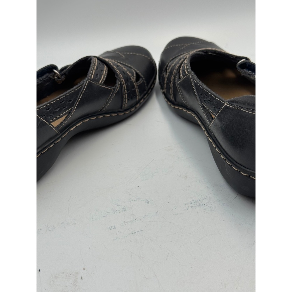 Clarks Bendables Black Leather Laser Cut Mary Jane Comfort Shoes Womens 7 M‎ - Picture 7 of 8